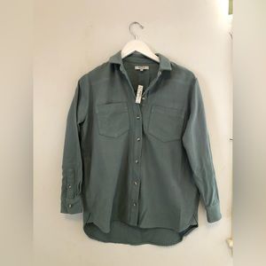 NWT Madewell moleskin Sunday flannel with pockets, sage green
